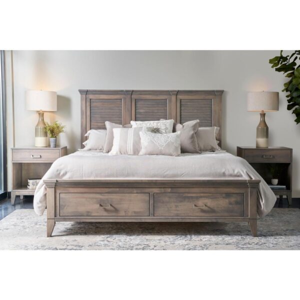 Champagne Crown Louvered Panel Bed