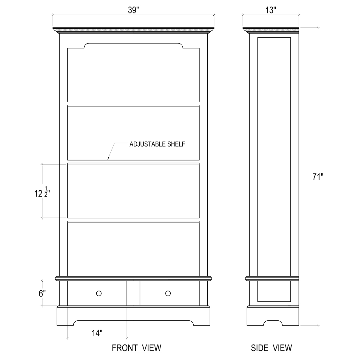 Bramble 10326 Manchester 2 Drawer Bookcase Bramble 10326 Manchester 2 Drawer Bookcase