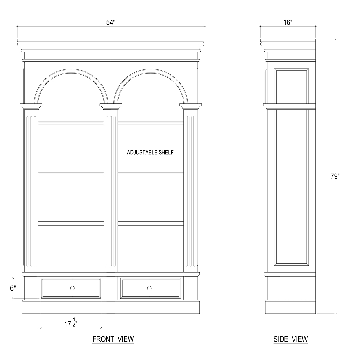 Bramble 23760 Roosevelt Double Arch Bookcase Bramble 23760 Roosevelt Double Arch Bookcase