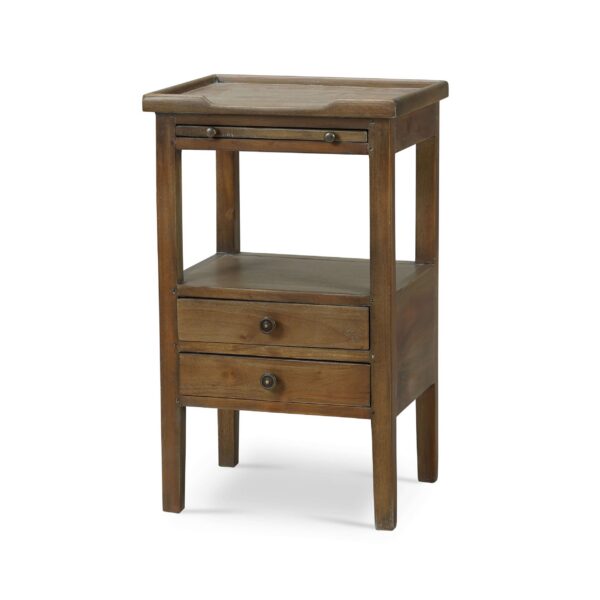 Bramble 23873 Eton 2 Drawer Side Table w/ Pull Out Shelf