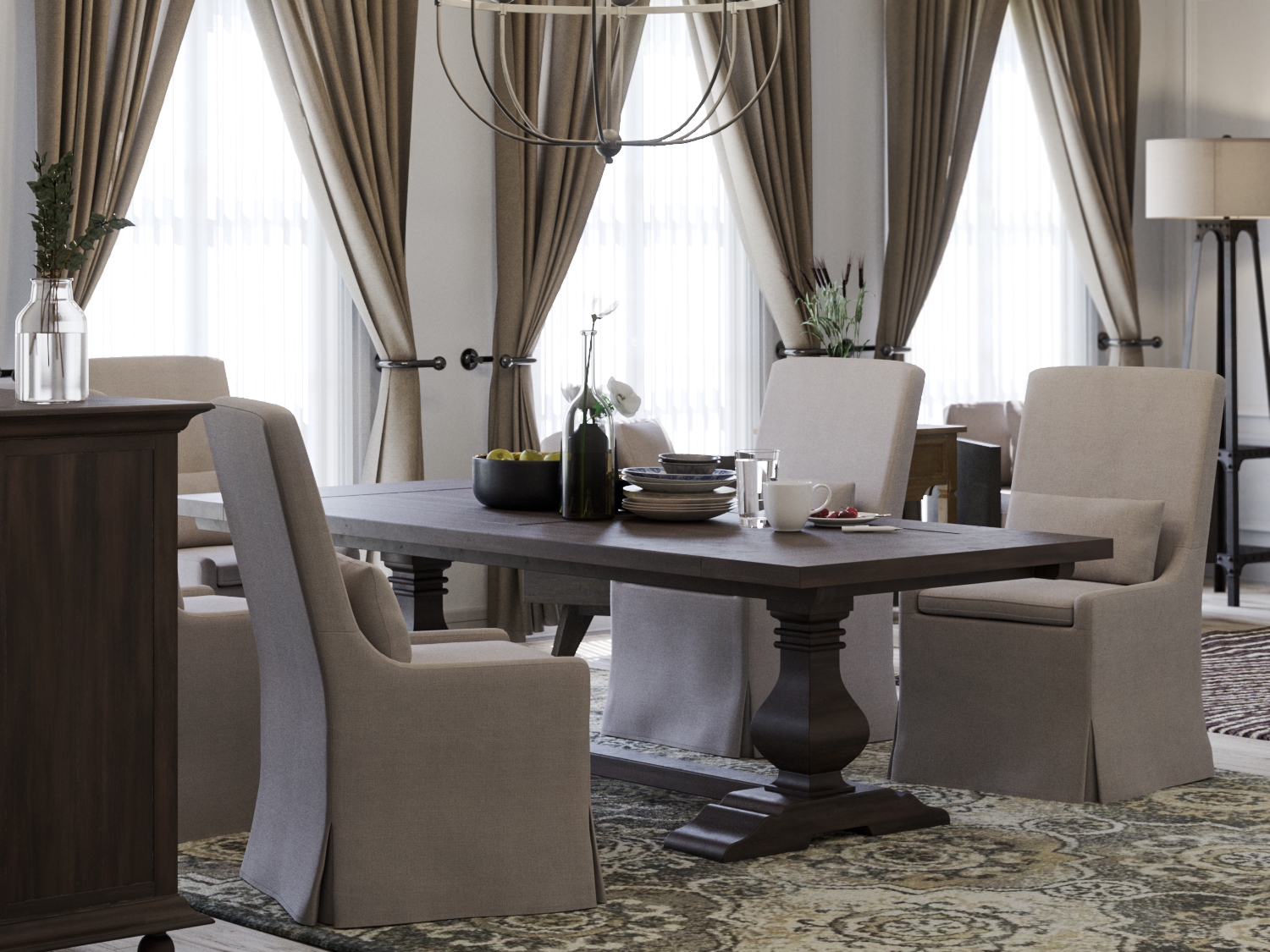 Bramble 27605 Sierra Modern Slipcovered Dining Chair w/o Castors