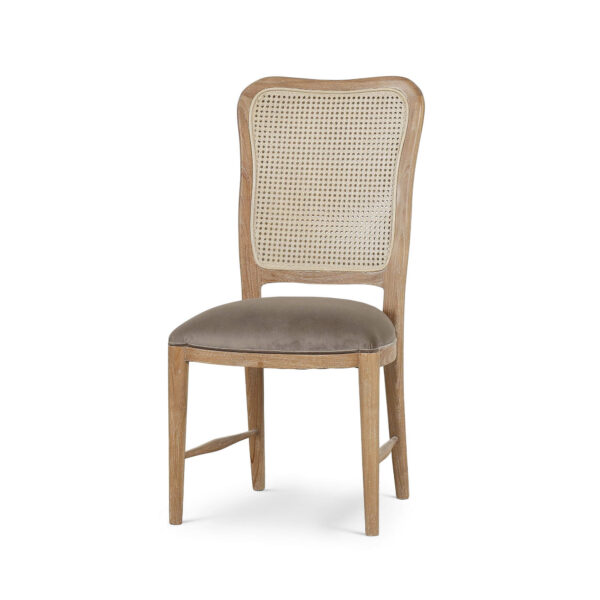 Bramble 85047 Laurna Dining Chair w/ Upholstered Seat & Rattan Back - Teak