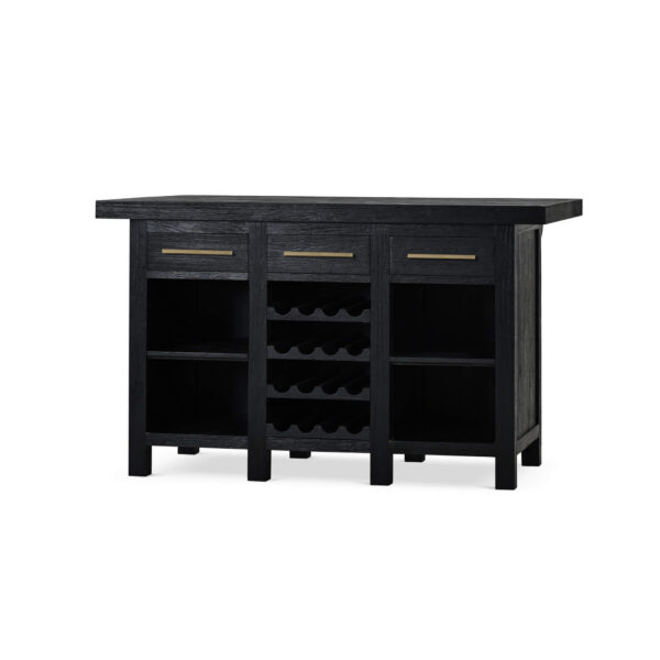 Bramble 85252 Tuscan Rustic Distressed Bar w/ 3 Drawers & Wine Racks - Teak