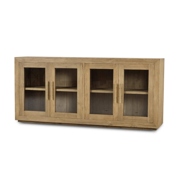 Bramble 85293 Tuscan Rustic Distressed 4 Glass Door Sideboard - Teak