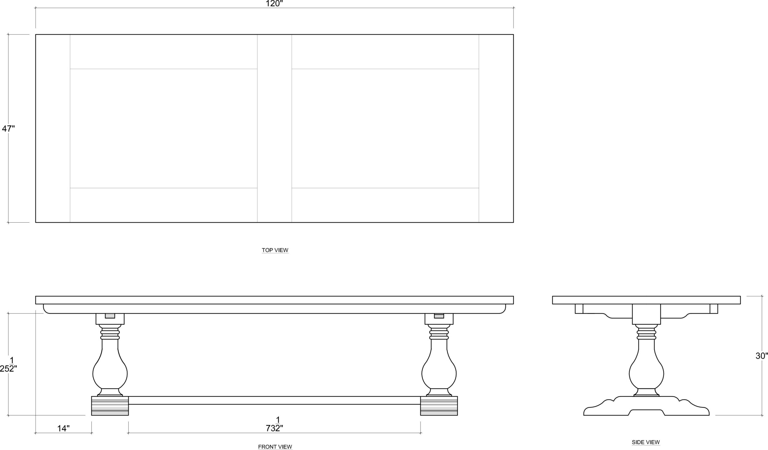 Bramble 65922 Trestle Dining Table 120'' w/o Grooves Bramble 65922 Trestle Dining Table 120'' w/o Grooves