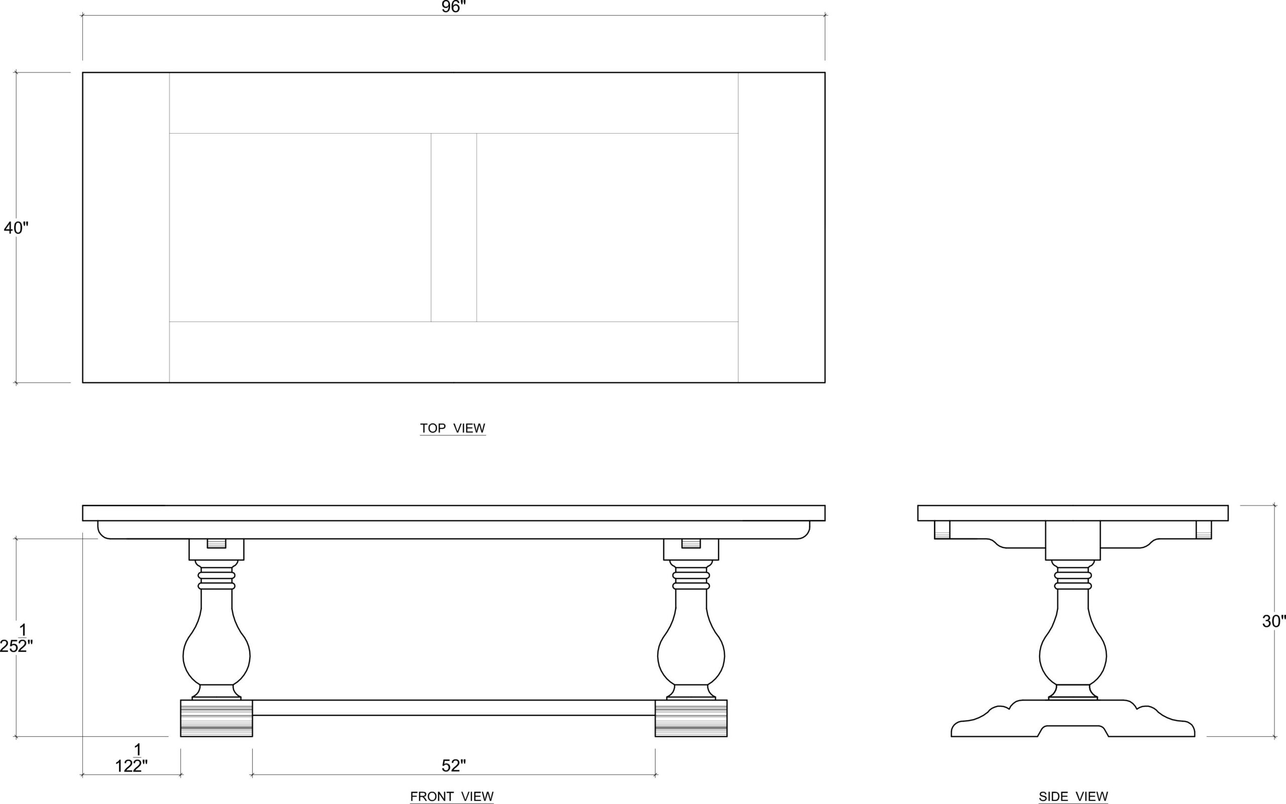 Bramble 65924 Trestle Dining Table 96'' w/o Grooves Bramble 65924 Trestle Dining Table 96'' w/o Grooves