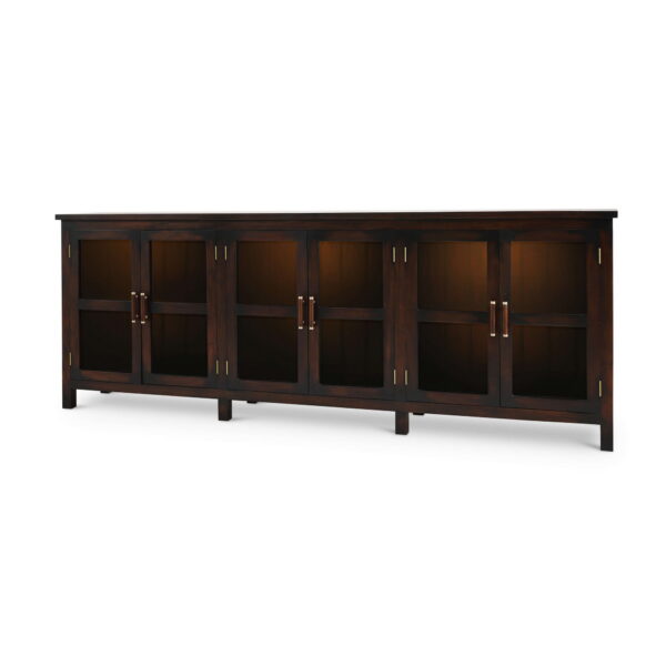 Bramble 68491 Madrone 6 Door Sideboard w/ Glass Shelves w/ 3 LED