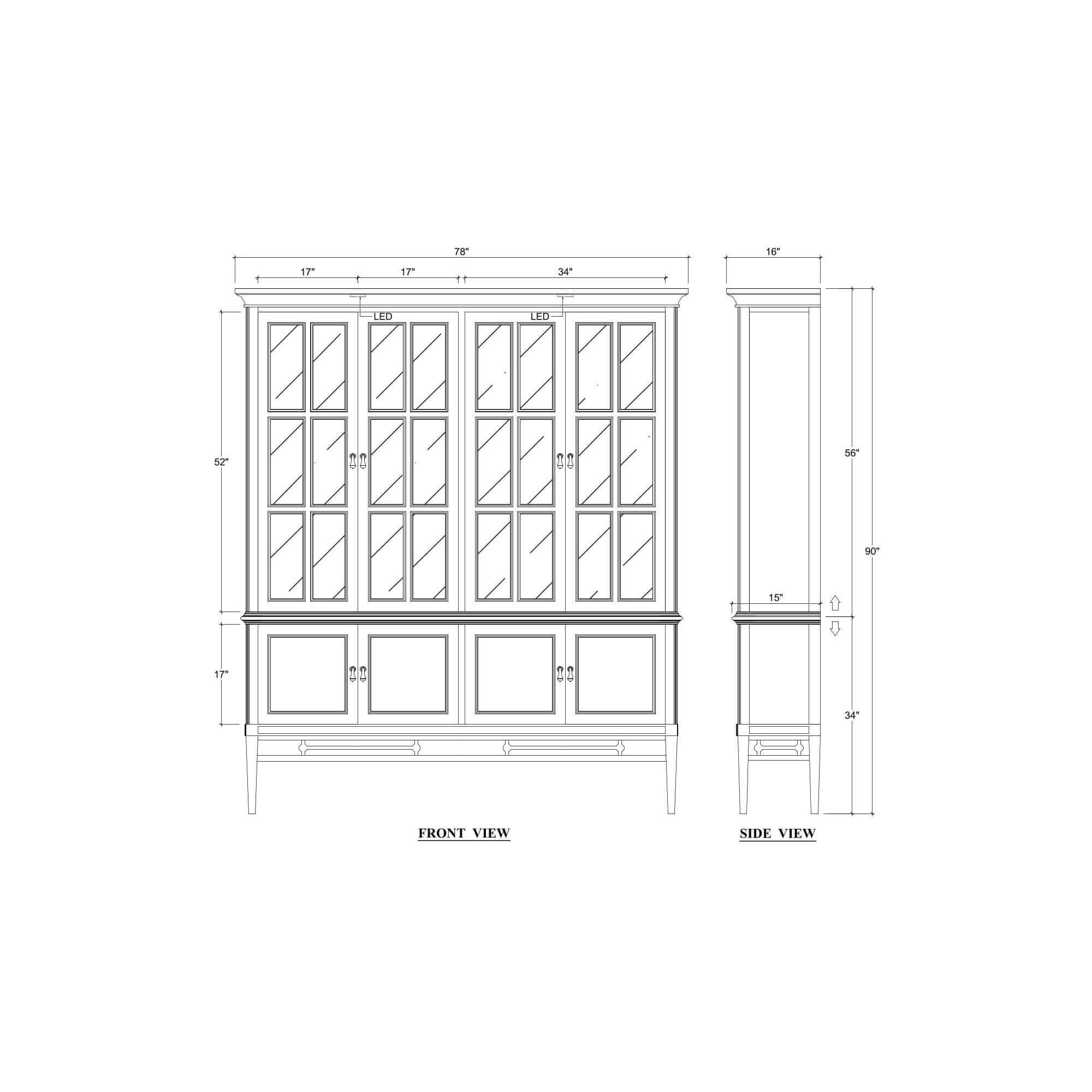 Bramble 69078 Seraphine 4 Door Glass Display Cabinet w/ Glass Shelves & LED Bramble 69078 Seraphine 4 Door Glass Display Cabinet w/ Glass Shelves & LED