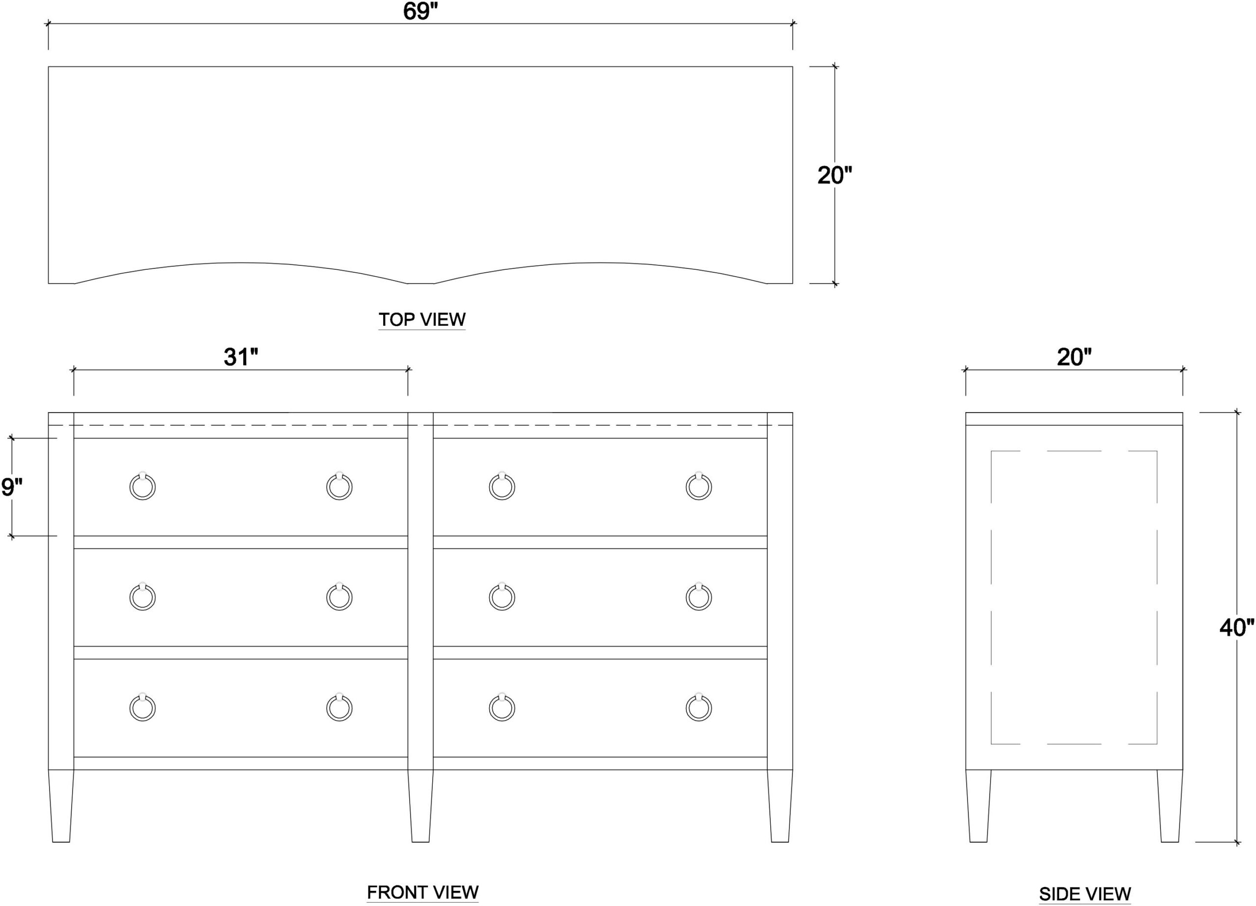 Bramble 76585 Mornington Linen Wrapped 6 Drawer Dresser Bramble 76585 Mornington Linen Wrapped 6 Drawer Dresser