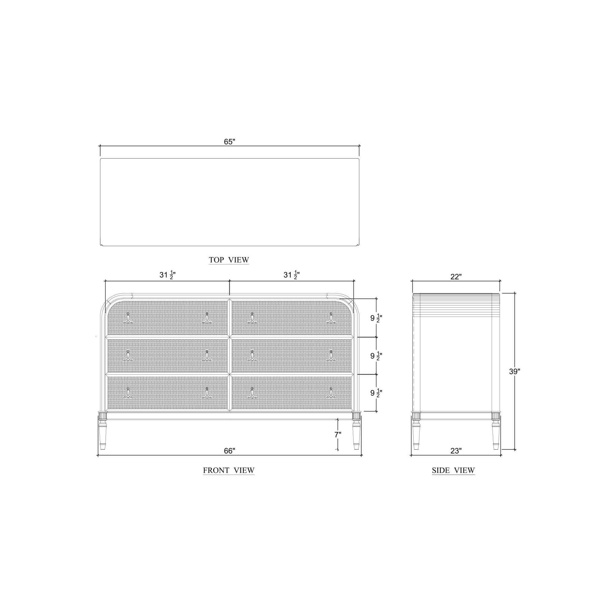 Bramble 29117 Langford 6 Drawer Dresser w/ Rattan Bramble 29117 Langford 6 Drawer Dresser w/ Rattan