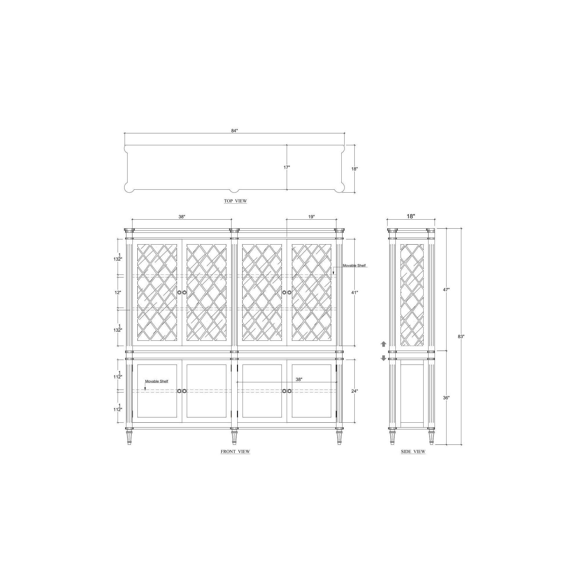 Bramble 29138 Kelly 4 Door Glass Display Cabinet w/ Glass Shelves Bramble 29138 Kelly 4 Door Glass Display Cabinet w/ Glass Shelves