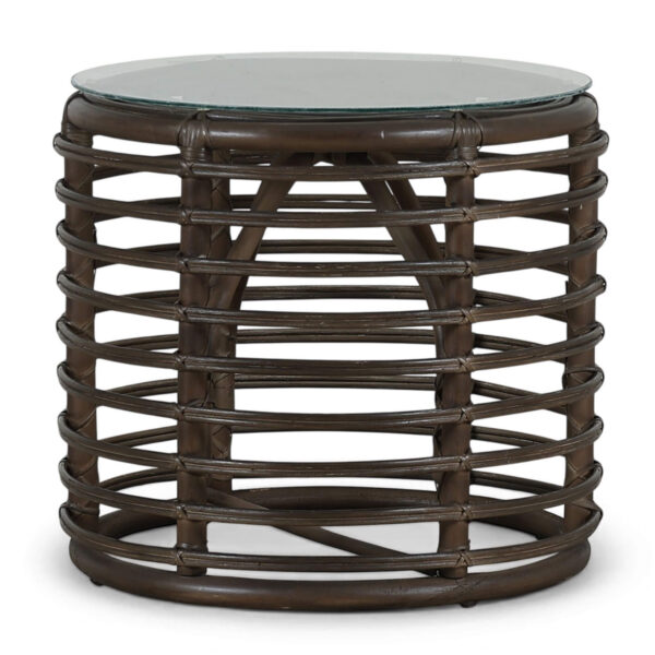 Bramble 29156 Portico Rattan Side Table w/ Glass Top
