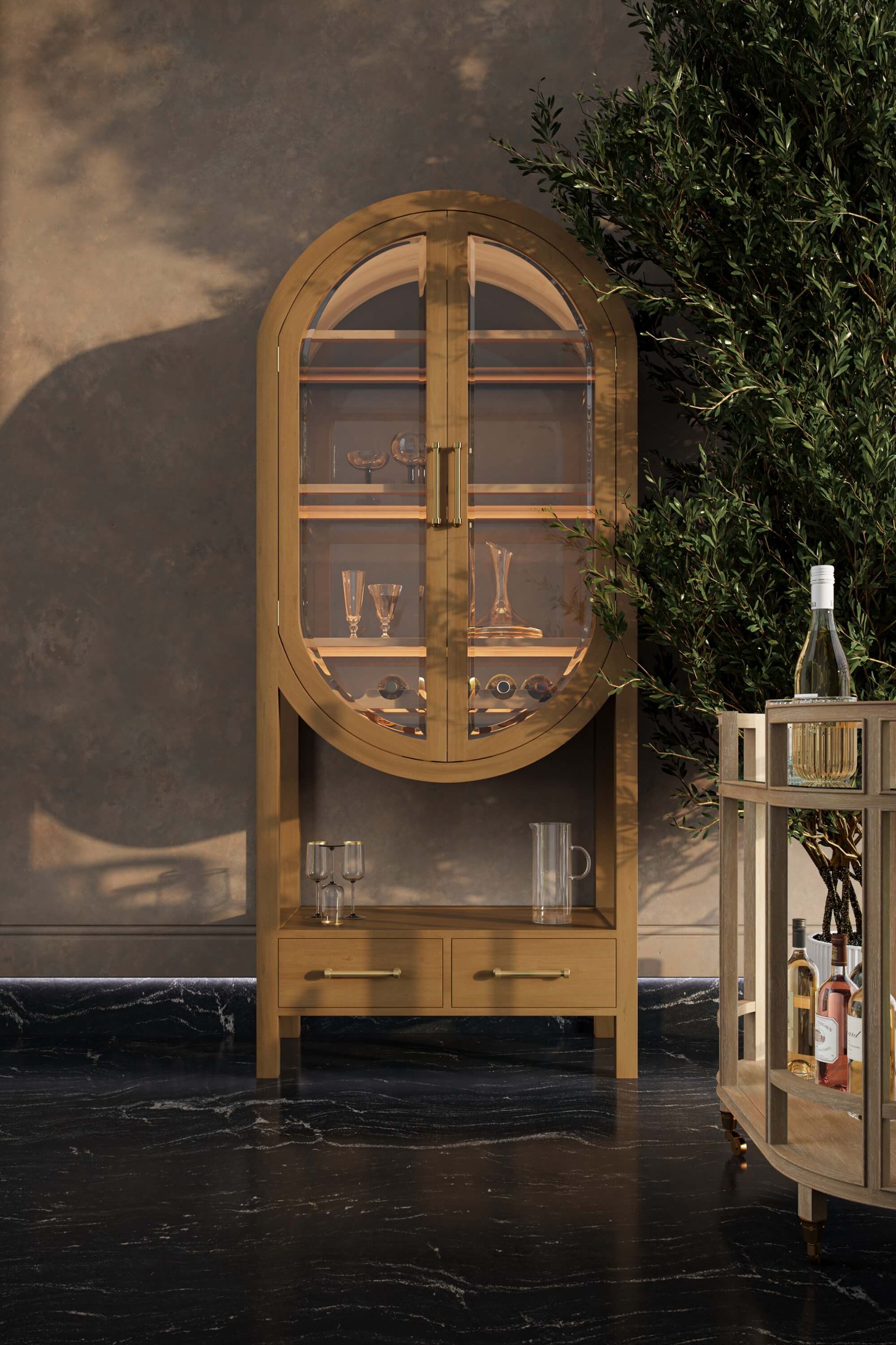 Bramble 28425 Napa Wine Cabinet w/ Mirrored Back Bramble 28425 Napa Wine Cabinet w/ Mirrored Back