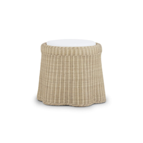 Bramble 28456 Newport Rattan Round Small Ottoman w/ Cushion