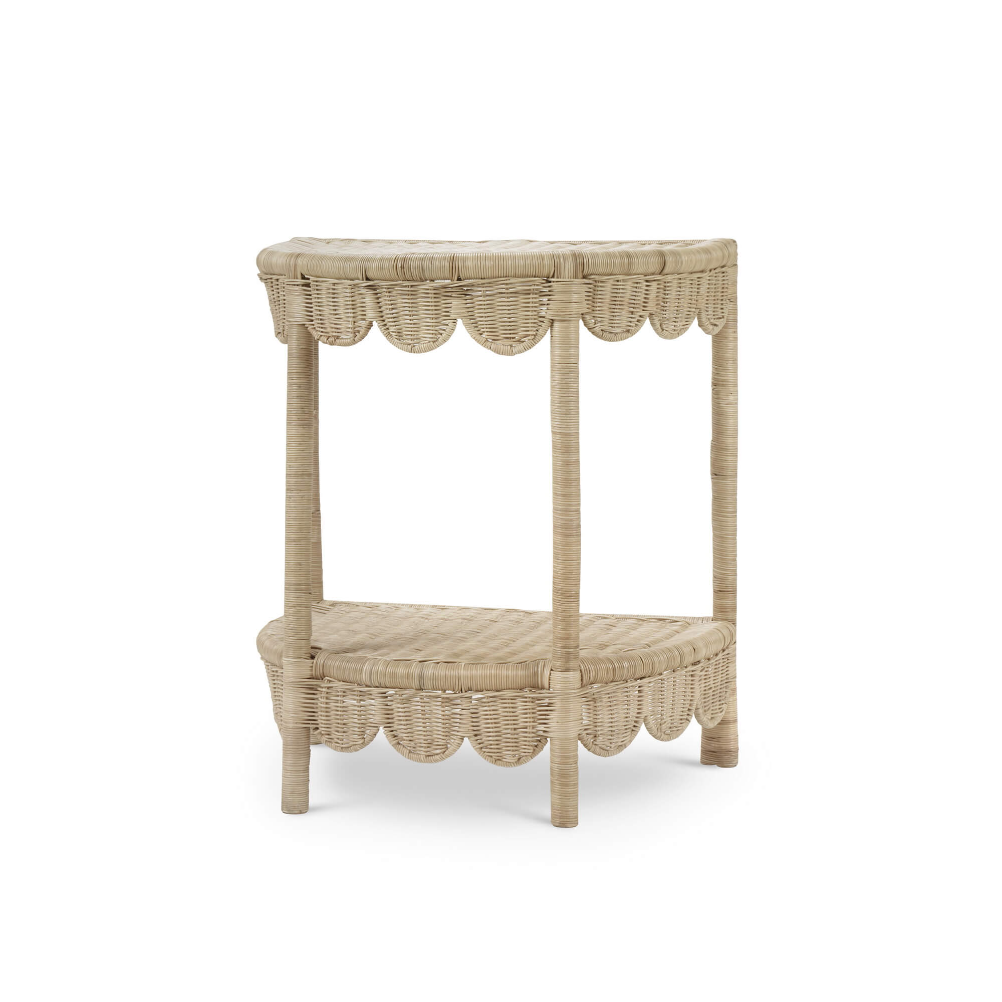 Bramble 28521 Scalloped Half Round Rattan Side Table Bramble 28521 Scalloped Half Round Rattan Side Table