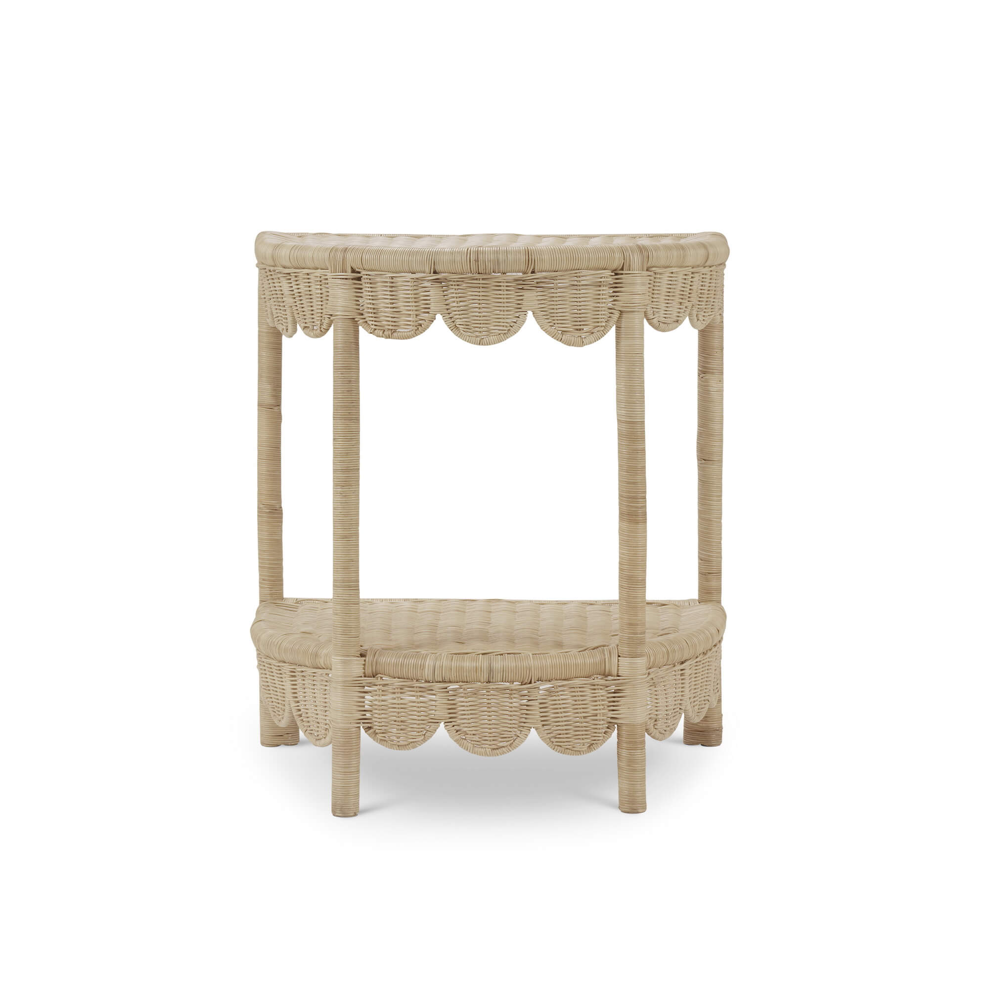 Bramble 28521 Scalloped Half Round Rattan Side Table Bramble 28521 Scalloped Half Round Rattan Side Table