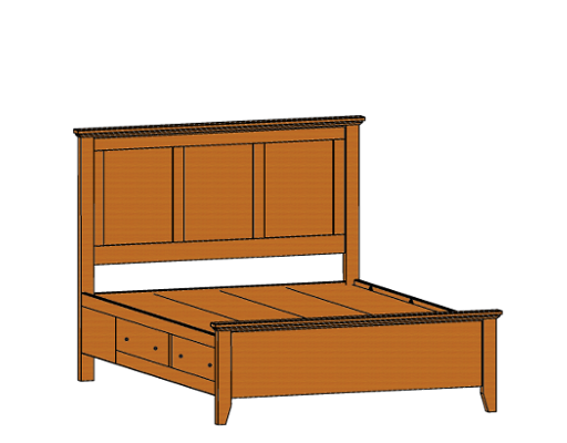 Yutzy 80250SD Riceland King Bed with Side Rail Drawer Unit