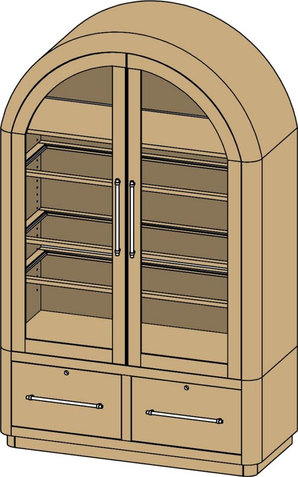 Yutzy 88718 Rialto Bookcase W 2 File Drawers & Glass Doors